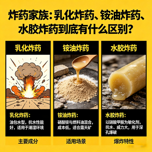观山湖炸药家族：乳化炸药、铵油炸药、水胶炸药到底有什么区别？